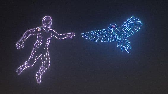 Шоу дронов на Bluewaters Island, Дубай, ОАЭ.