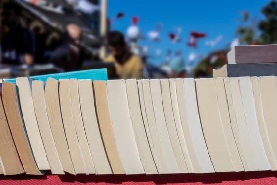 Старинные книги, продающиеся на фестивале.