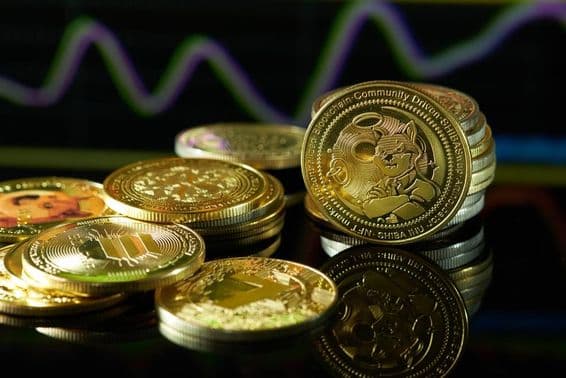 Криптовалюта Shiba token на фоне торгового графика.