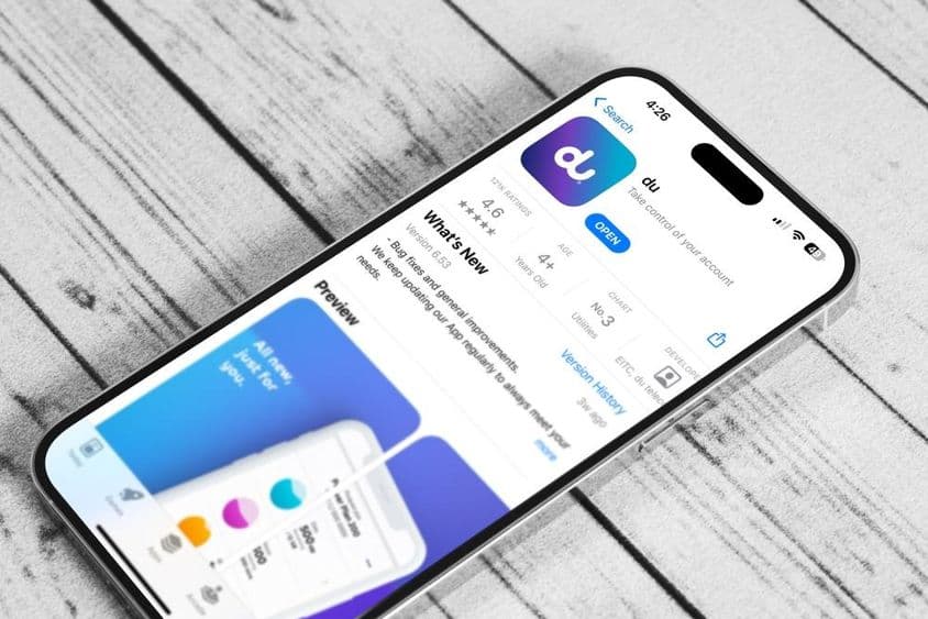 Приложение Du на Apple iPhone 14 в магазине приложений.