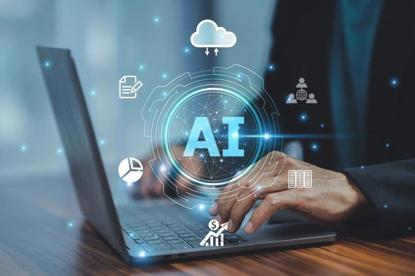 Бизнесмен использует технологии искусственного интеллекта.