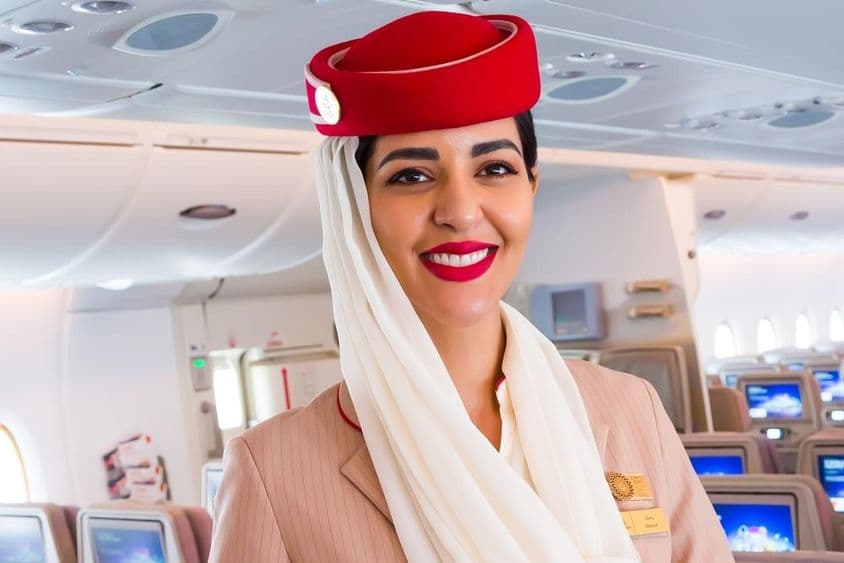 Улыбающаяся стюардесса авиакомпании Emirates.