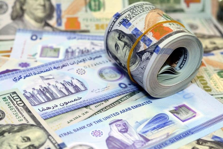 Доллары США и дирхамы.