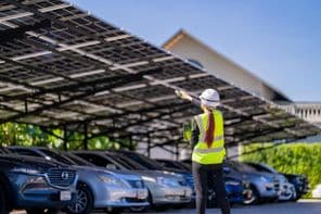 Солнечные панели обеспечивают тень и устойчивую энергию.