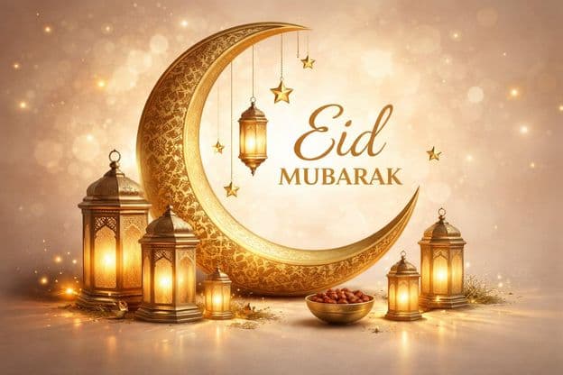 Праздничный золотой фонарь в форме полумесяца