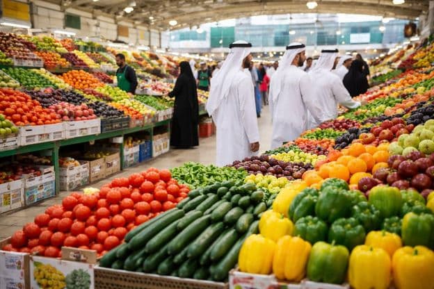 Свежий рынок в оживленной атмосфере